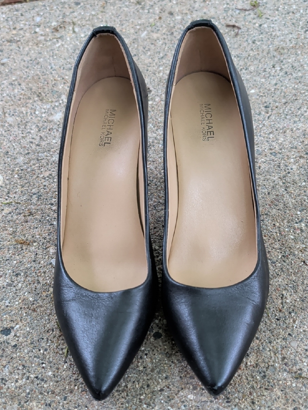 Michael Kors Black Pointed-Toe Leather Pumps